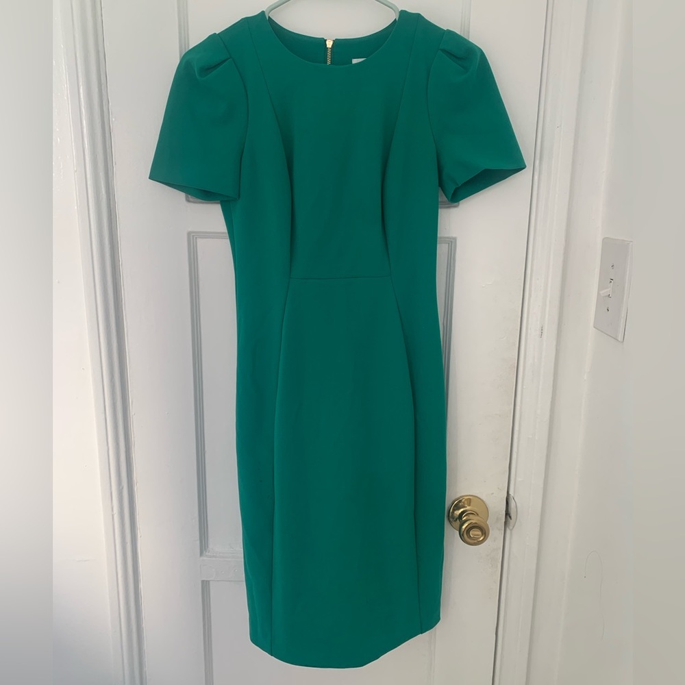 Sz 2p emerald green Calvin Klein midi dress